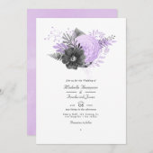 Lilac und Charcoal QR Code UAWG Wedding Einladung (Vorne/Hinten)