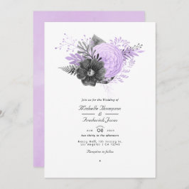 Lilac und Charcoal QR Code UAWG Wedding Einladung