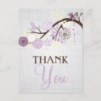 Lilac und Cream Blume Rustikal Danke Post Card