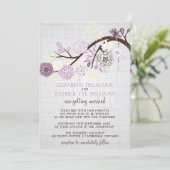 Lilac und Cream Blume Rustikale Hochzeit Einladung (Stehend Vorderseite)