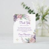 Lilac und Dusty Pink Roses Beerdigung Dankeskarte (Stehend Vorderseite)