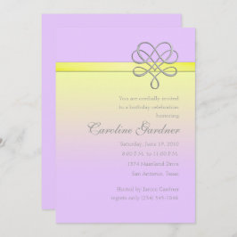 Lilac und gelb verzierte Schleife Einladung