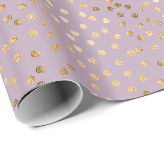 Lilac und Gold Glitzer City Dots Geschenkwrap Geschenkpapier (Rolleneckpunkt)