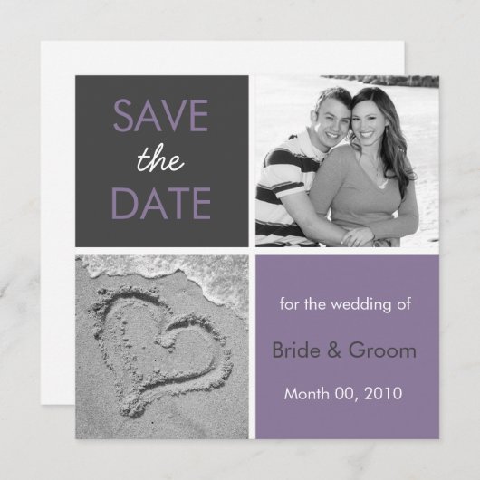 Lilac- und Grau-Save the Date-Fotokarten Save The Date (Vorne/Hinten)