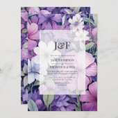 Lilac und Gray Floral Wedgram Einladung (Vorne/Hinten)