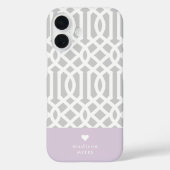 Lilac und Gray Trellis Heart Monogram Case-Mate iPhone Hülle (Rückseite)