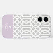 Lilac und Gray Trellis Heart Monogram Case-Mate iPhone Hülle (Rückseite (Horizontal))