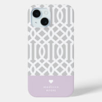 Lilac und Gray Trellis Heart Monogram