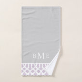 Lilac und Gray Trellis Monogram | Editierbare Farb Badhandtuch Set (Handtuch)