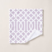 Lilac und Gray Trellis Monogram | Editierbare Farb Badhandtuch Set (Waschlappen)