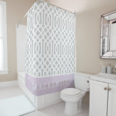 Lilac und Gray Trellis Monogram | Editierbare Farb Duschvorhang (Beispiel)