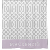 Lilac und Gray Trellis Monogram | Editierbare Farb Duschvorhang (Vorderseite)
