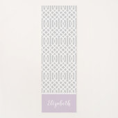 Lilac und Gray Trellis Monogram | Editierbare Farb Yogamatte (Vorderseite)