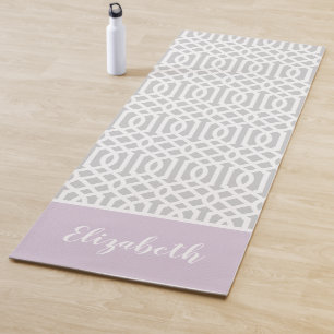 Lilac und Gray Trellis Monogram   Editierbare Farb Yogamatte