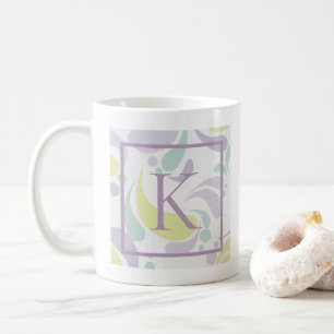 Lilac und Green Pastel Lichtmuster Monogramm Kaffeetasse