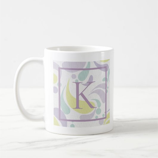 Lilac und Green Pastel Lichtmuster Monogramm Kaffeetasse (Links)