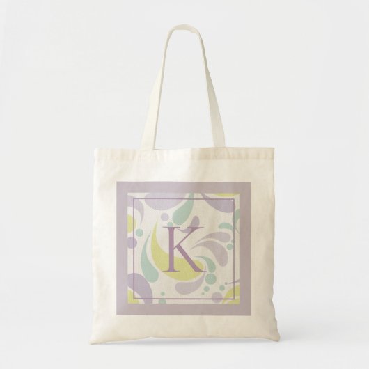 Lilac und Green Pastel Lichtmuster Monogramm Tragetasche (Vorne)