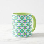 Lilac- und Green-Retro-Blumenmuster Tasse (VorderseiteRechts)