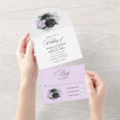 Lilac- und Karkohleblumenhochzeit in einem Invit All In One Einladung (Abreißen)