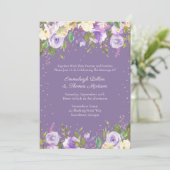 Lilac und Lavender Lila Passion Rose Hochzeit Einladung (Stehend Vorderseite)