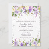 Lilac und Lavender Lila Rose Hochzeit Einladung (Vorderseite)