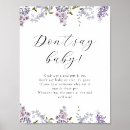 Lilac und Lavender Say Baby Game Sign Poster