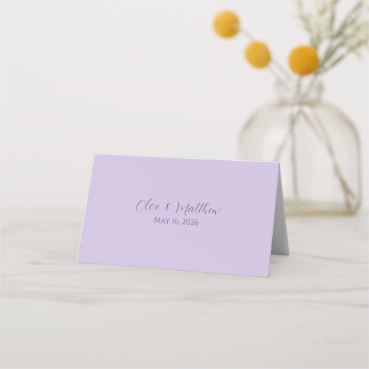 Lilac und Lavender Script Wedding Platzkarte (Rückseite)