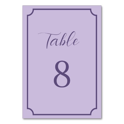 Lilac und Lavender Script Wedding Tischnummer (Rückseite)