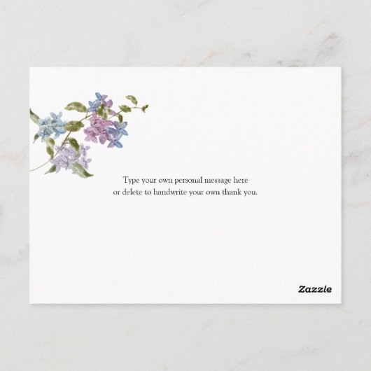 Lilac und Lavender Vielen Dank Postkarte (Rückseite)
