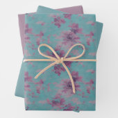 Lilac und Lila Blume Design auf Blue Geschenkpapier Set (Beispiel)