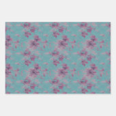 Lilac und Lila Blume Design auf Blue Geschenkpapier Set (Vorderseite)