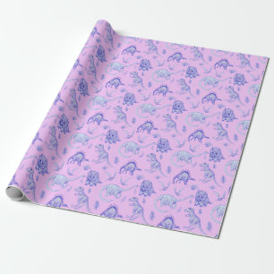 Lilac und Lila Dinosaurier-Geschenkwrap Geschenkpapier