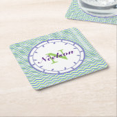 Lilac- und Limone Monogramm-Untersetzer-Vorlagen Rechteckiger Pappuntersetzer (angewinkelt)