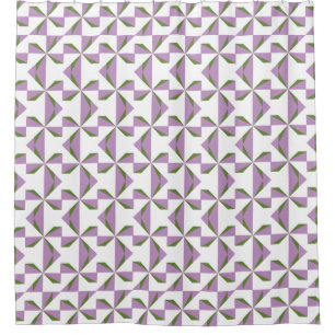 Lilac und Olive Pinwheel Duschvorhang