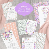 Lilac und Peach Rose Bouquet Dinner Menu Einladung