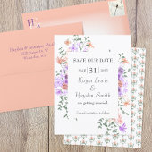 Lilac- und Peach-Rose Hochzeitssache Datum speiche Einladung