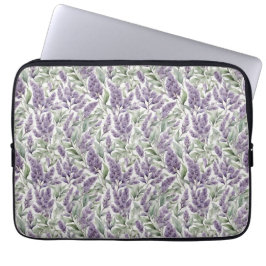 Lilac und Sage Blumendecoupage Laptopschutzhülle