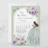 Lilac und Sage Green Quince Calendar Save the Date Einladung (Vorderseite)