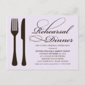 LILAC UND SCHWARZE FLATWARE | PROBE DINNER EINLADUNGSPOSTKARTE (Vorderseite)