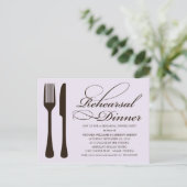 LILAC UND SCHWARZE FLATWARE | PROBE DINNER EINLADUNGSPOSTKARTE (Stehend Vorderseite)