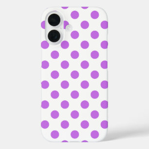 Lilac- und Weißpolka-Punkte iPhone 16 Hülle