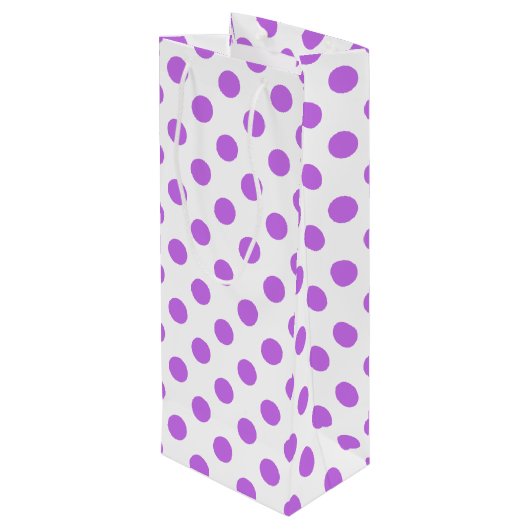 Lilac- und Weißpolka-Punkte Geschenktüte Für Weinflaschen (Rückseite Schrägansicht)