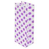 Lilac- und Weißpolka-Punkte Geschenktüte Für Weinflaschen (Vorderseite Schrägansicht)