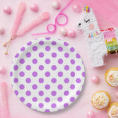 Lilac- und Weißpolka-Punkte Pappteller (Party)