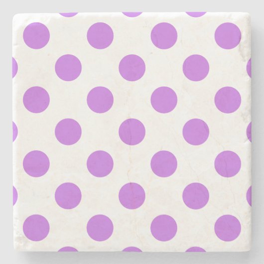 Lilac- und Weißpolka-Punkte Steinuntersetzer (Vorderseite)