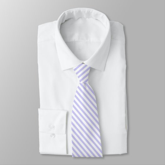 Lilac und White Diagonal Stripes Neck Tie Krawatte (Gebunden)