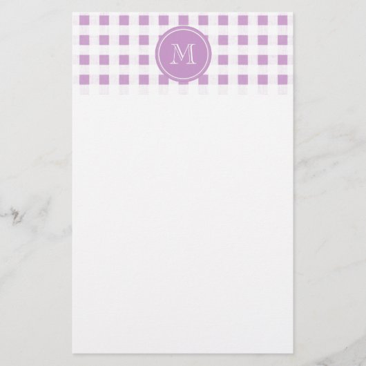 Lilac und White Gingham, Ihre Monogramm Briefpapier (Vorderseite)