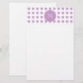 Lilac und White Gingham, Ihre Monogramm Briefpapier (Vorne/Hinten)