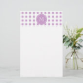 Lilac und White Gingham, Ihre Monogramm Briefpapier (Stehend Vorderseite)