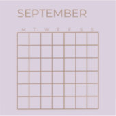 Lilac Undated September Calendar Organisation Aufkleber (Vorderseite)